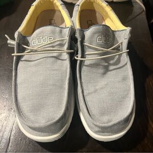 Hey Dude Men's Slip-On Loafers in Light Gray with Yellow Lining